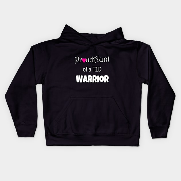 Proud Aunt - White Text - Pink Heart Kids Hoodie by CatGirl101